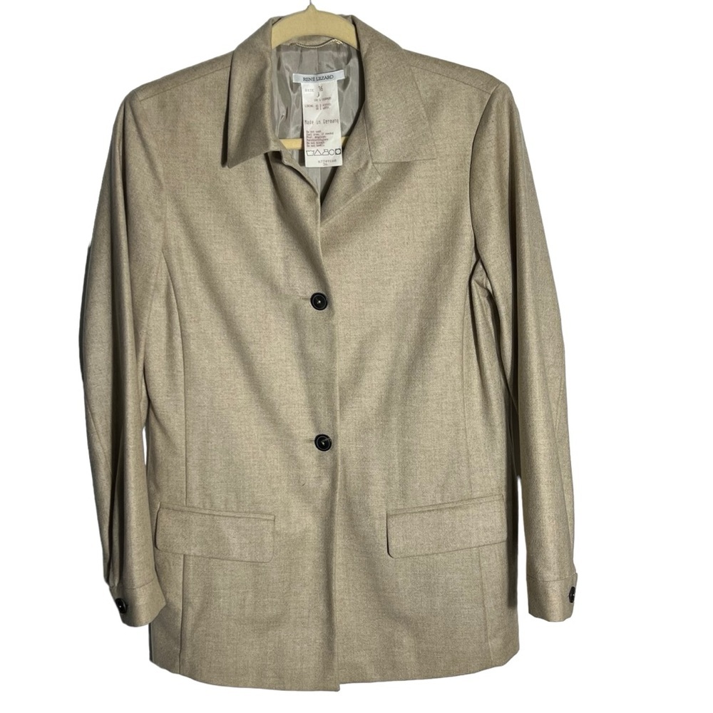 Rene Lezard Colombo Borgosesia Pure Cashmere Beige Blazer Coat, EU 36